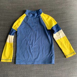 Boden blue and yellow rash guard, 5-6Y